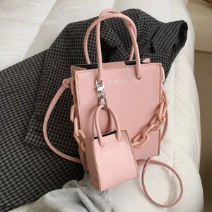 Acrylic Candy Color Chain Designer PU Leather Crossbody Bag