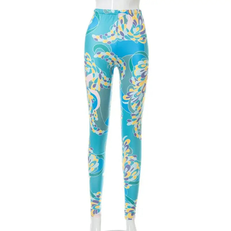 Active Wear High Waist Sporty Leggings - Blue / M - pants