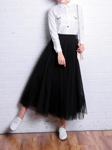 Aesthetic Tulle High Waist Skirt - Skirts