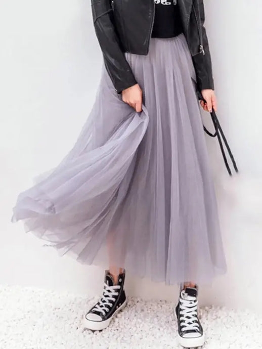 Aesthetic Tulle High Waist Skirt - Skirts