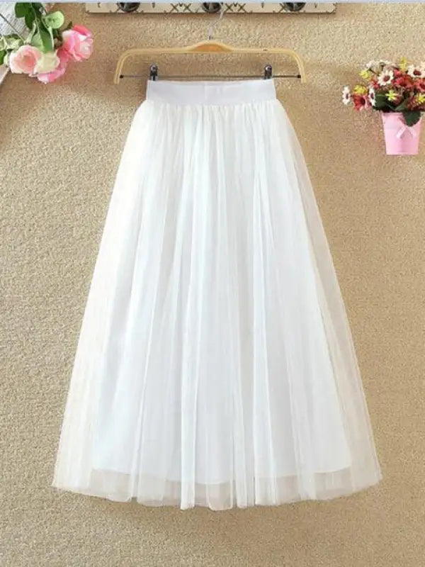 Aesthetic Tulle High Waist Skirt - white / L 85CM - Skirts
