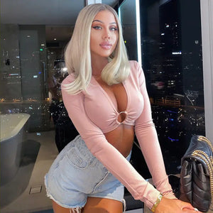 All Caught Up Crop Top - Pink / S