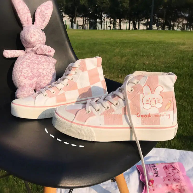 Anime Kawaii Pink Rabbit Lolita Canvas Sneakers - 40 - Shoes