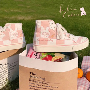 Anime Kawaii Pink Rabbit Lolita Canvas Sneakers - Shoes