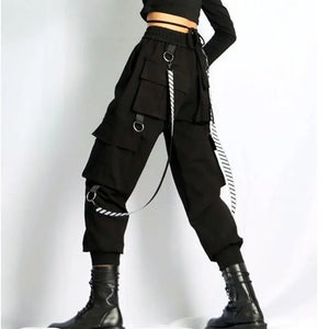 Ankle-length Harem High Waist Techwear Cargo Pants - pants