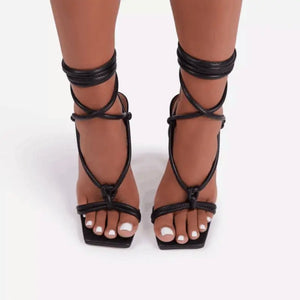 Ankle Strap High Heel Gladiator Shoes - black / 35