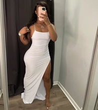 Load image into Gallery viewer, Asymmetric Backless High Split Maxi Dress - white / S