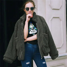 Load image into Gallery viewer, Autumn Winter Teddy Fur Coat - Army Green / XL