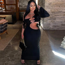 Load image into Gallery viewer, Ava Oblique Shoulder Single Sleeve Maxi Dress - dress