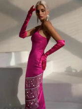 Load image into Gallery viewer, Backless Crystal Midi Elegant Dress - dress