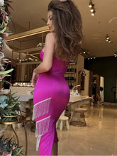 Load image into Gallery viewer, Backless Crystal Midi Elegant Dress - dress
