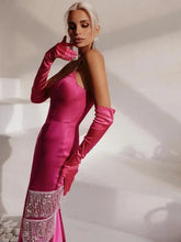 Load image into Gallery viewer, Backless Crystal Midi Elegant Dress - dress