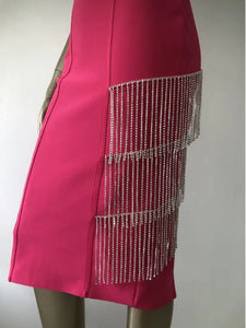 Backless Crystal Midi Elegant Dress - dress