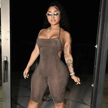 Load image into Gallery viewer, Backless Halter Bodycon Short Romper - M / Brown - romper