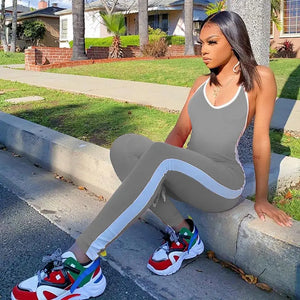 Backless Halter Off Shoulder Streetwear Bodycon Jumpsuit