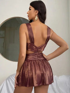 Backless Hollow Spaghetti Strap Bodycon Mini Dress - dress