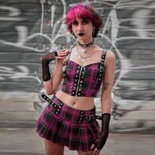 Load image into Gallery viewer, Backless Rivet Patchwork Camisole Crop Top