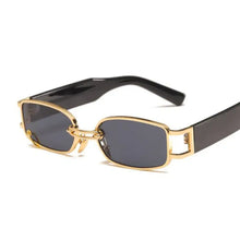 Load image into Gallery viewer, Bad and Bougie Rectangle Retro Sunglasses - Gold Gray