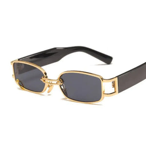 Bad and Bougie Rectangle Retro Sunglasses - Gold Gray