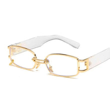 Load image into Gallery viewer, Bad and Bougie Rectangle Retro Sunglasses - Gold Trans
