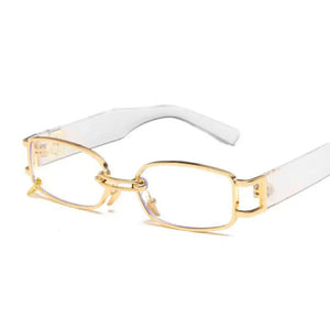 Bad and Bougie Rectangle Retro Sunglasses - Gold Trans