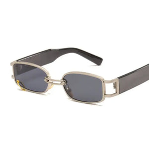 Bad and Bougie Rectangle Retro Sunglasses - Silver Gray
