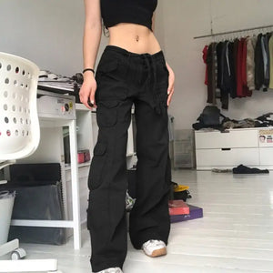 Baggy Denim Vintage High Waist Joggers - Black / M - two