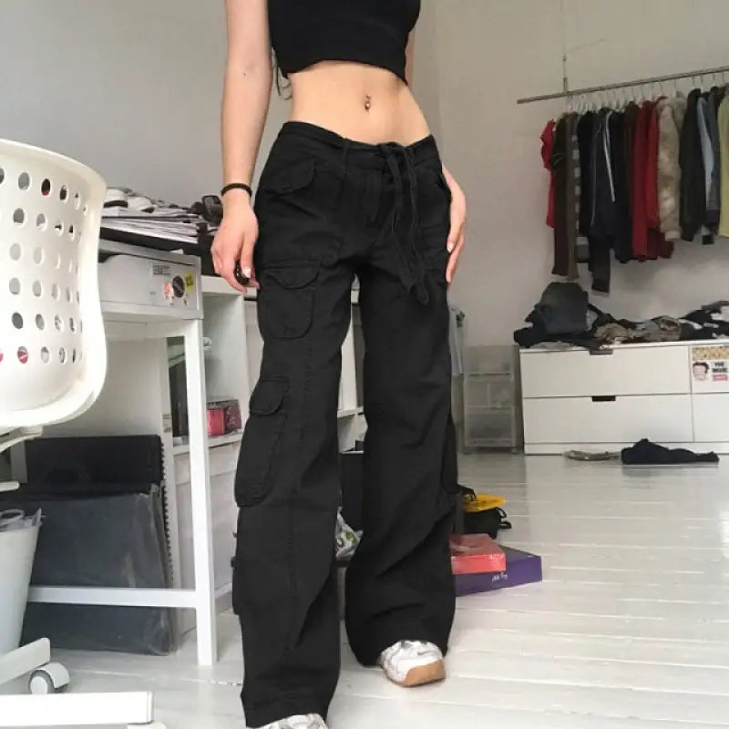 Baggy Denim Vintage High Waist Joggers - Black / M - two