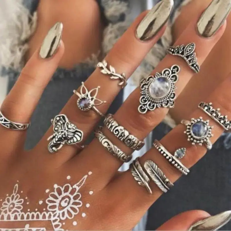 Bague Bohemian Ring Sets - 15 - Jewelry