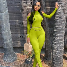Load image into Gallery viewer, Bandage Bodycon Long Sleeve Stacked One Piece Jumpsuit