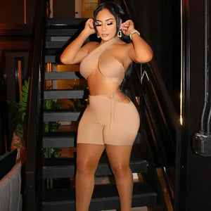 Bandage Cross Solid Color Crop Top And Pants Two Piece Set