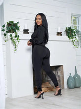 Load image into Gallery viewer, Bandage Long Sleeve Crop Top And Pants Set - two piece