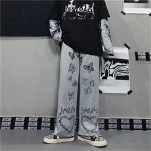Load image into Gallery viewer, Black Gothic Korean Heart Print Pants - 5 / S - pants