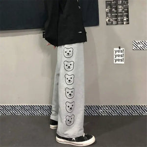 Black Gothic Korean Heart Print Pants - 9 / S - pants