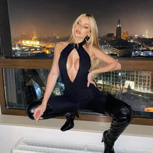 Load image into Gallery viewer, Black Hallow Out Skinny Jumpsuit - jumpsuit