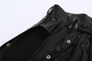 Black PU Leather High Waist Hipster Side Pants - pants