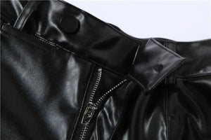 Black PU Leather High Waist Hipster Side Pants - pants
