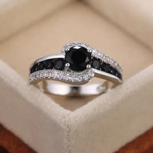 Load image into Gallery viewer, Black Stone Dazzling Crystal Zircon Ring - 8 / F360