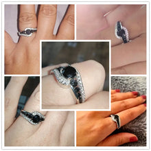 Load image into Gallery viewer, Black Stone Dazzling Crystal Zircon Ring - Jewelry