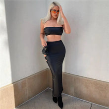 Load image into Gallery viewer, Black Tube Top &amp; Hallow Out Long Skirt - skirt