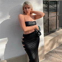 Load image into Gallery viewer, Black Tube Top &amp; Hallow Out Long Skirt - skirt