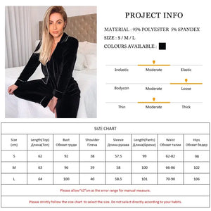 Black Velvet Thick Long Sleeve Sleepwear Set