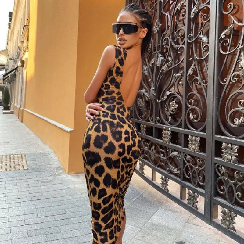 Body Moves Midi Dress - Leopard / L - dress