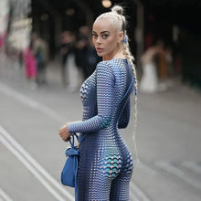 Load image into Gallery viewer, Bodycon Long Sleeve Streetwear Blue Jumpsuit - jumpsuit