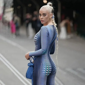 Bodycon Long Sleeve Streetwear Blue Jumpsuit - jumpsuit