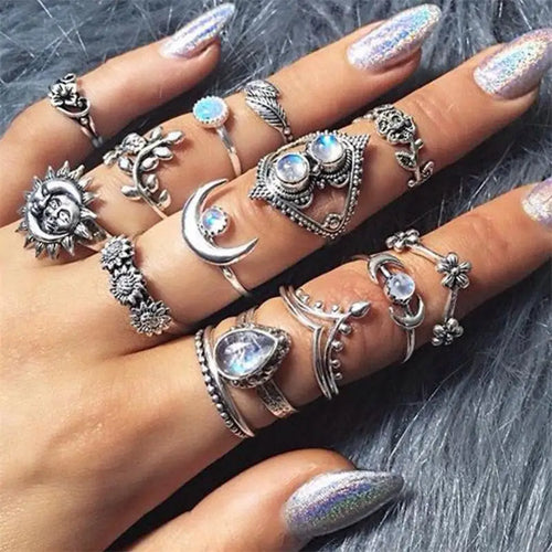Bohemia Vintage Bague Ring Set - Jewelry