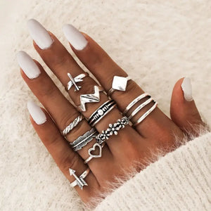 Bohemian Style Bague E-Girl Ring Sets - 36
