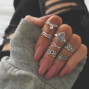 Boho Anillos Aesthetic Ring Set - 3 - Jewelry