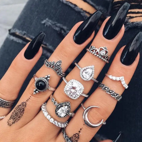 Boho Anillos Aesthetic Ring Set - Jewelry