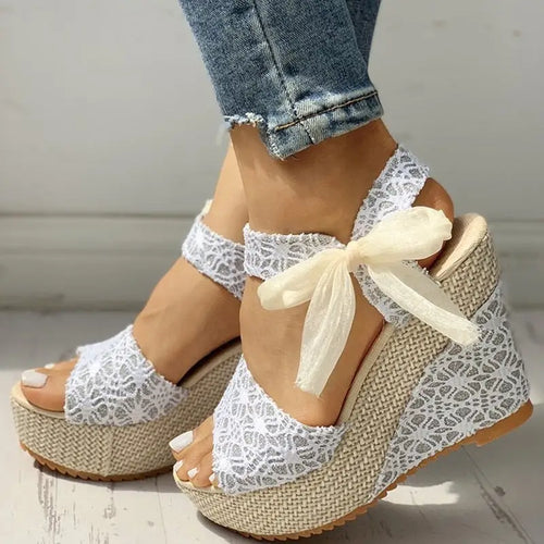 Bow Tie High Heeled Platform Shoes